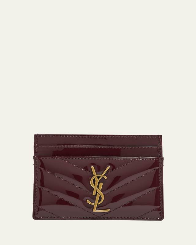 YSL Card Holder in Quilted Patent Leather
